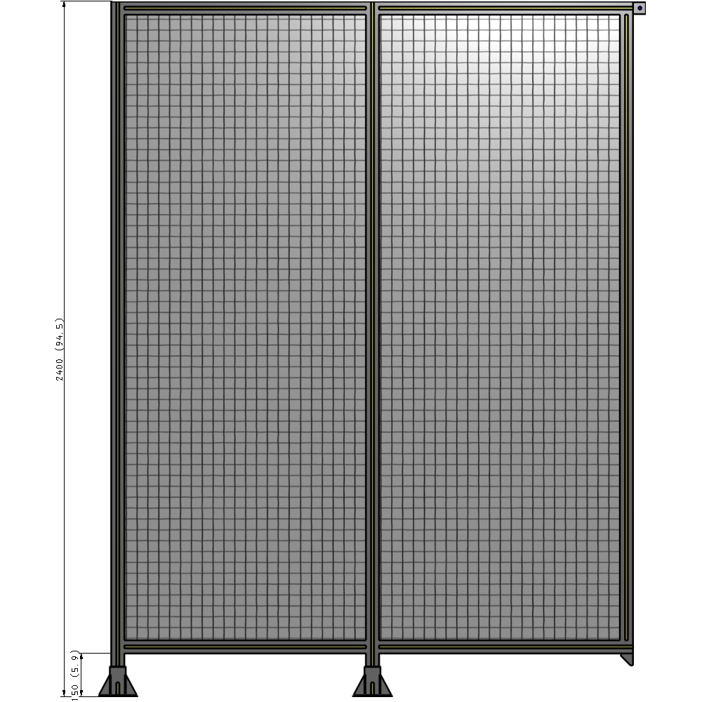 B5-2400-1800-0150-TYMFA DOUBLE PANEL-LEGS ON LEFT AND CENTER, TIE PLATE ON RIGHT 2400MM X 1800MM  1" MESH, FULLY ASSEMBLED