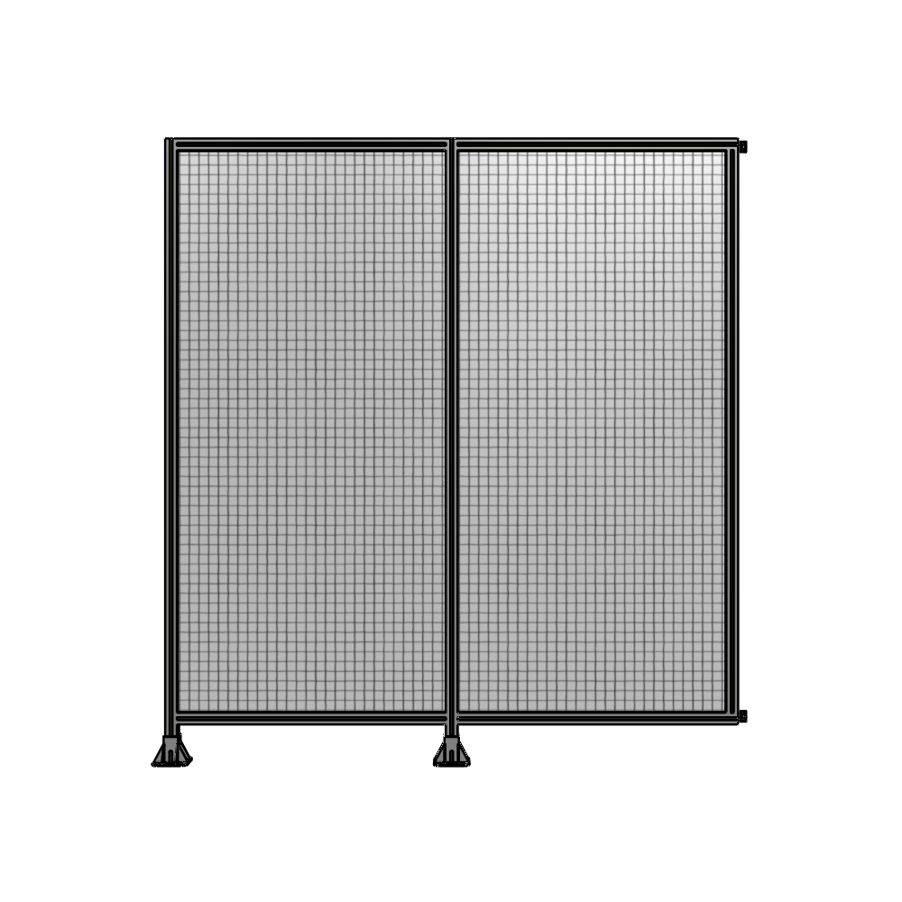 B5-2400-2200-0150-HYMFA DOUBLE PANEL-LEGS ON LEFT AND CENTER WITH HINGES 2400MM X 2200MM  1" MESH, FULLY ASSEMBLED