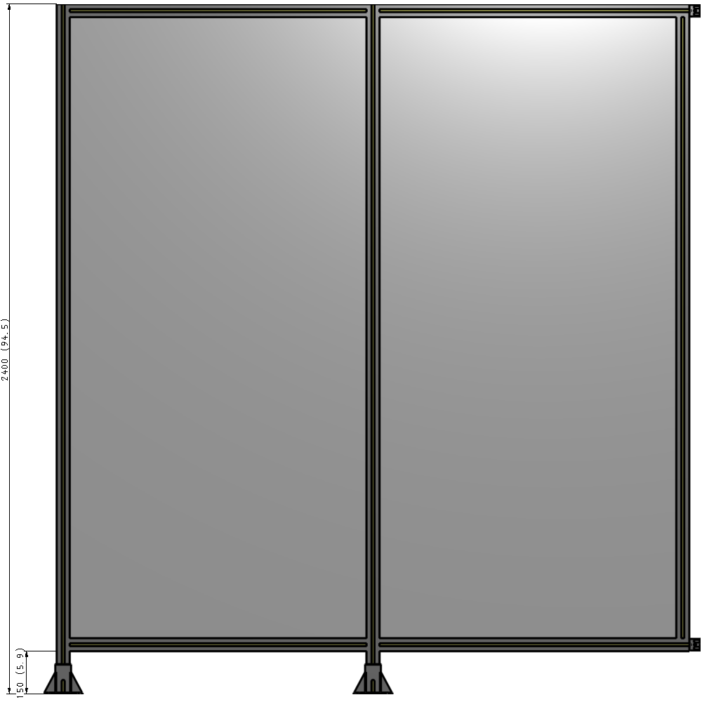 B5-2400-2200-0150-HYPFK DOUBLE PANEL-LEGS ON LEFT AND CENTER WITH HINGES 2400MM X 2200MM  1/4" POLYCARBONATE, AS A KIT