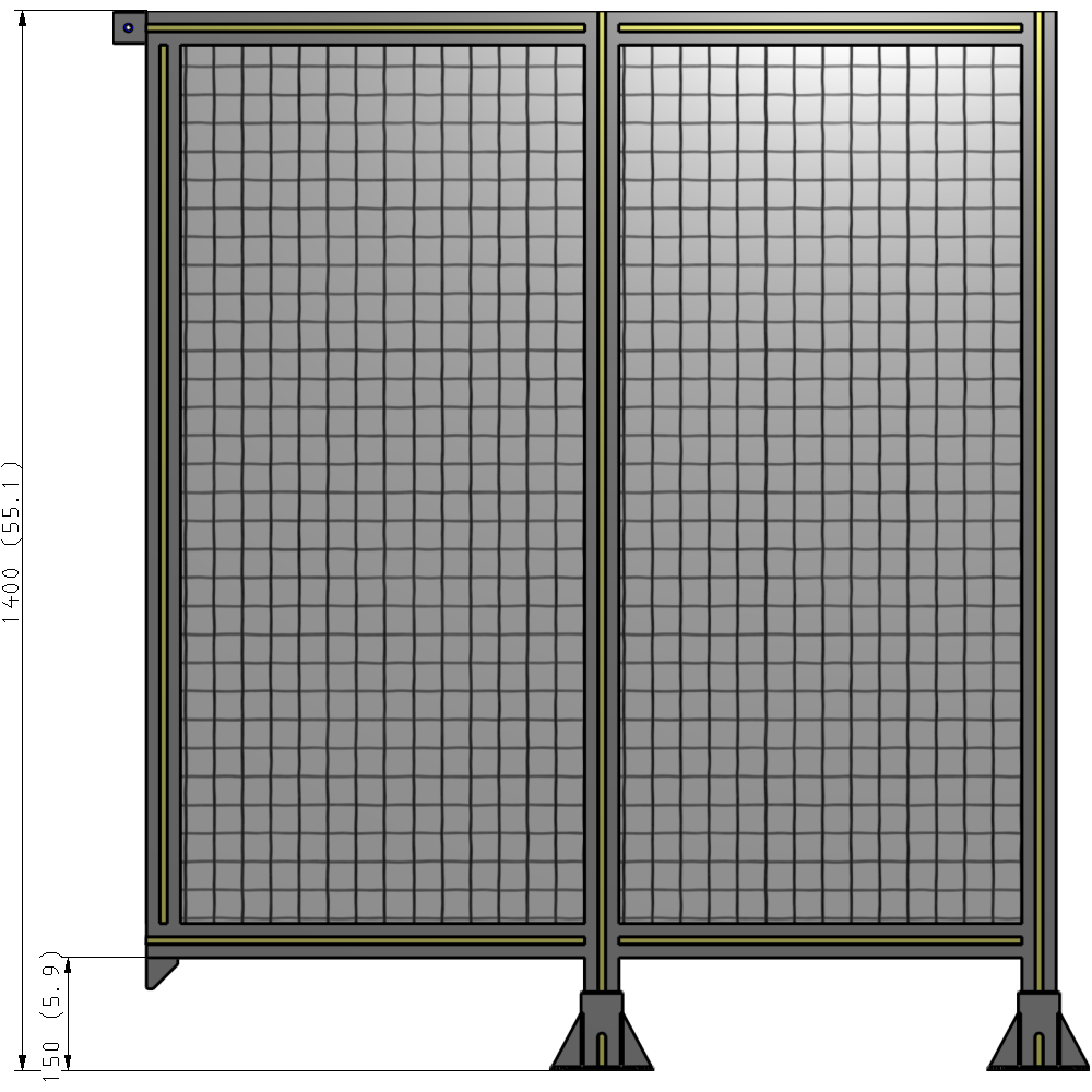 B6-1400-1200-0150-TYMFA DOUBLE PANEL-LEGS ON RIGHT AND CENTER, TIE PLATE ON LEFT 1400MM X 1200MM  1" MESH, AS A KIT