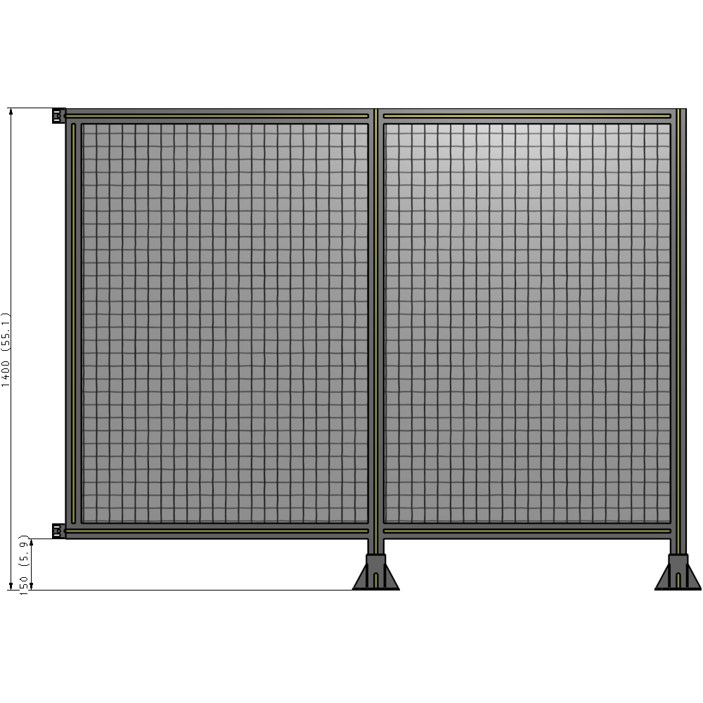 B6-1400-1800-0150-HYMFA DOUBLE PANEL-LEGS ON RIGHT AND CENTER WITH HINGES 1400MM X 1800MM  1" MESH, AS A KIT