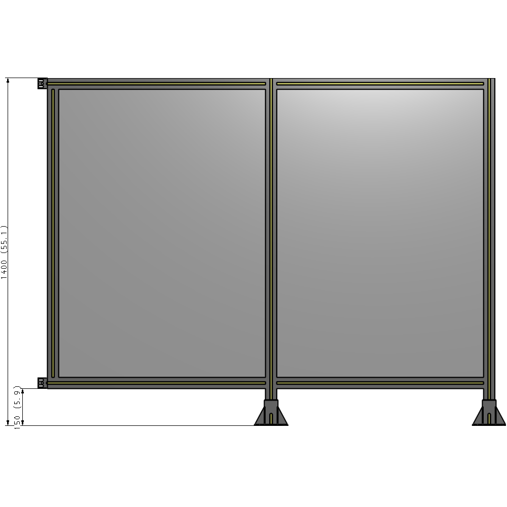 B6-1400-1800-0150-HYPFA DOUBLE PANEL-LEGS ON RIGHT AND CENTER WITH HINGES 1400MM X 1800MM  1/4" POLYCARBONATE, AS A KIT