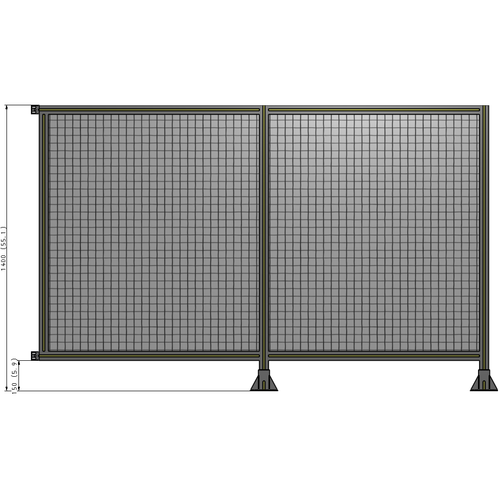 B6-1400-2200-0150-HYMFK DOUBLE PANEL-LEGS ON RIGHT AND CENTER WITH HINGES 1400MM X 2200MM  1" MESH, AS A KIT