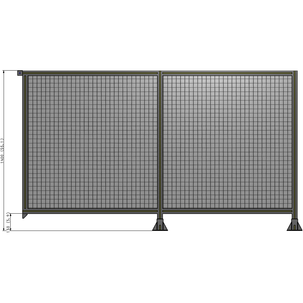 B6-1400-2400-0150-TYMFA DOUBLE PANEL-LEGS ON RIGHT AND CENTER, TIE PLATE ON LEFT 1400MM X 2400MM  1" MESH, FULLY ASSEMBLED