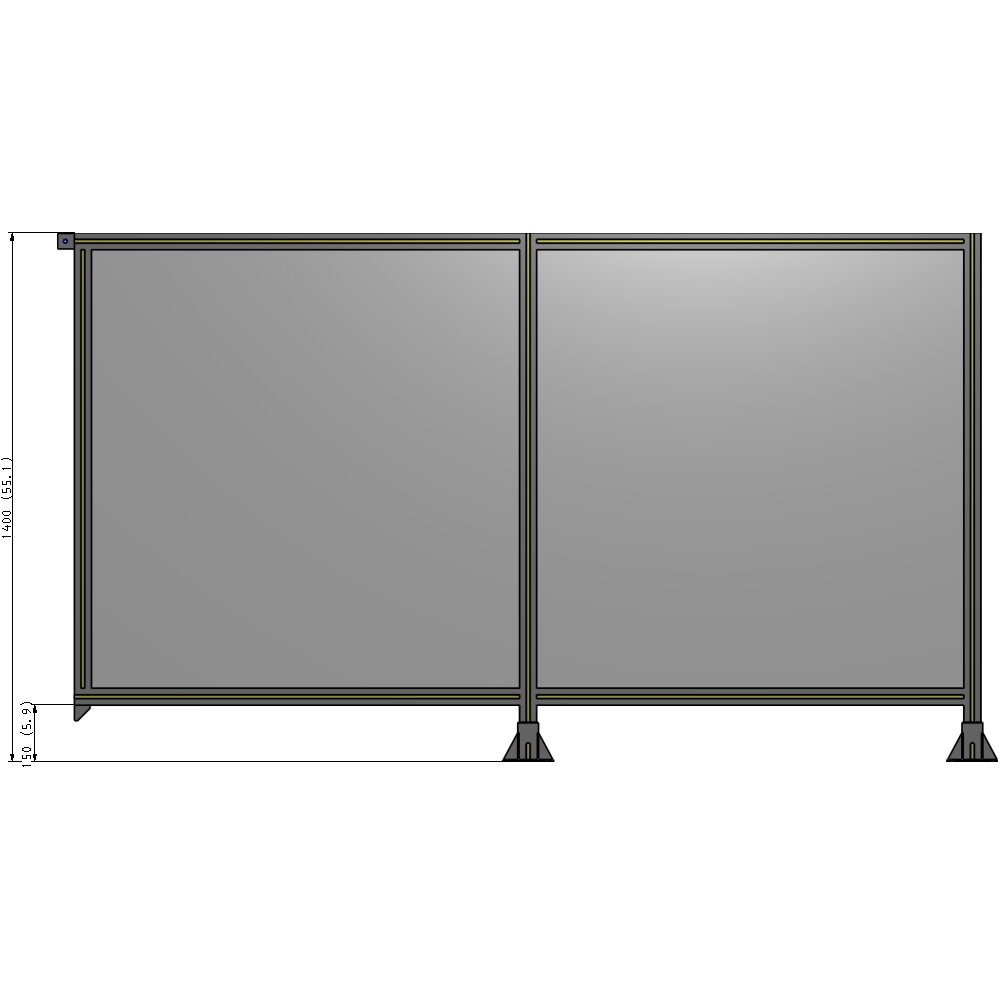 B6-1400-2400-0150-TYPFA DOUBLE PANEL-LEGS ON RIGHT AND CENTER, TIE PLATE ON LEFT 1400MM X 2400MM  1/4" POLYCARB, ASSEMBLED