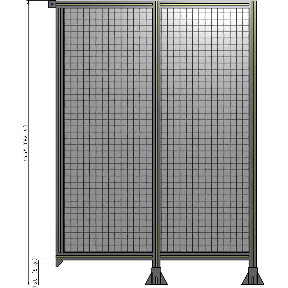 B6-1700-1200-0150-TYMFA DOUBLE PANEL-LEGS ON RIGHT AND CENTER, TIE PLATE ON LEFT 1700MM X 1200MM  1" MESH, FULLY ASSEMBLED