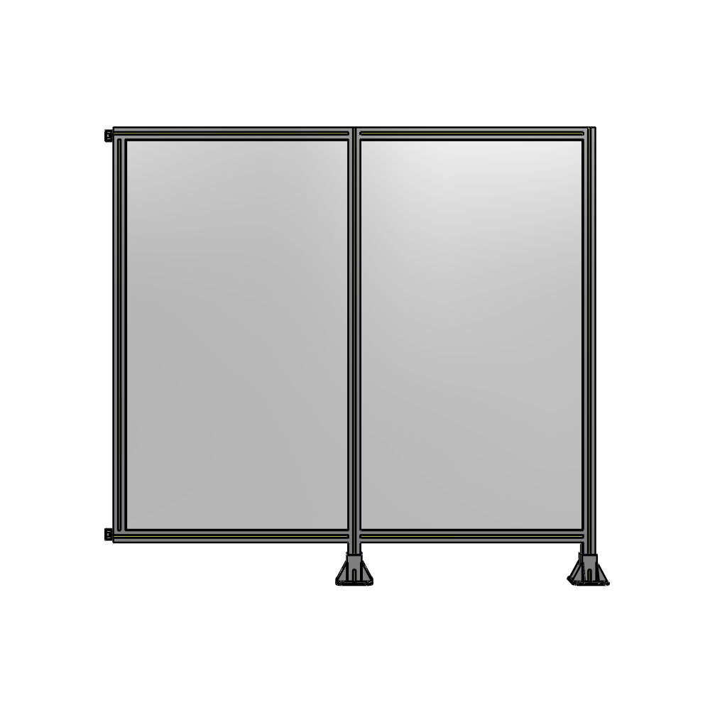 B6-1700-1800-0150-HYPFA DOUBLE PANEL-LEGS ON RIGHT AND CENTER WITH HINGES 1700MM X 1800MM  1/4" POLYCARBONATE, ASSEMBLED