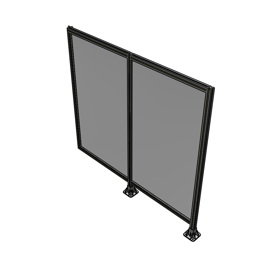 B6-1700-1800-0150-HYPFA DOUBLE PANEL-LEGS ON RIGHT AND CENTER WITH HINGES 1700MM X 1800MM  1/4" POLYCARBONATE, ASSEMBLED