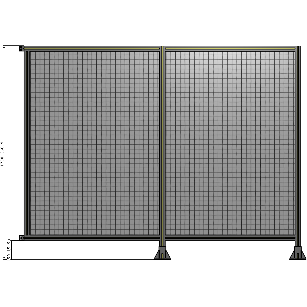 B6-1700-2200-0150-HYMFK DOUBLE PANEL-LEGS ON RIGHT AND CENTER WITH HINGES 1700MM X 2200MM 1" MESH, AS A KIT