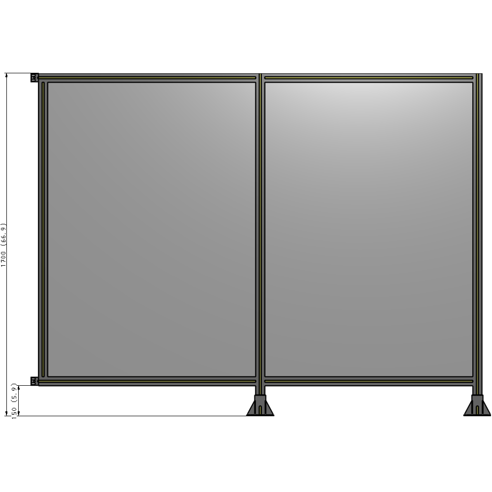 B6-1700-2200-0150-HYPFK DOUBLE PANEL-LEGS ON RIGHT AND CENTER WITH HINGES 1700MM X 2200MM 1/4" POLYCARBONATE, AS A KIT
