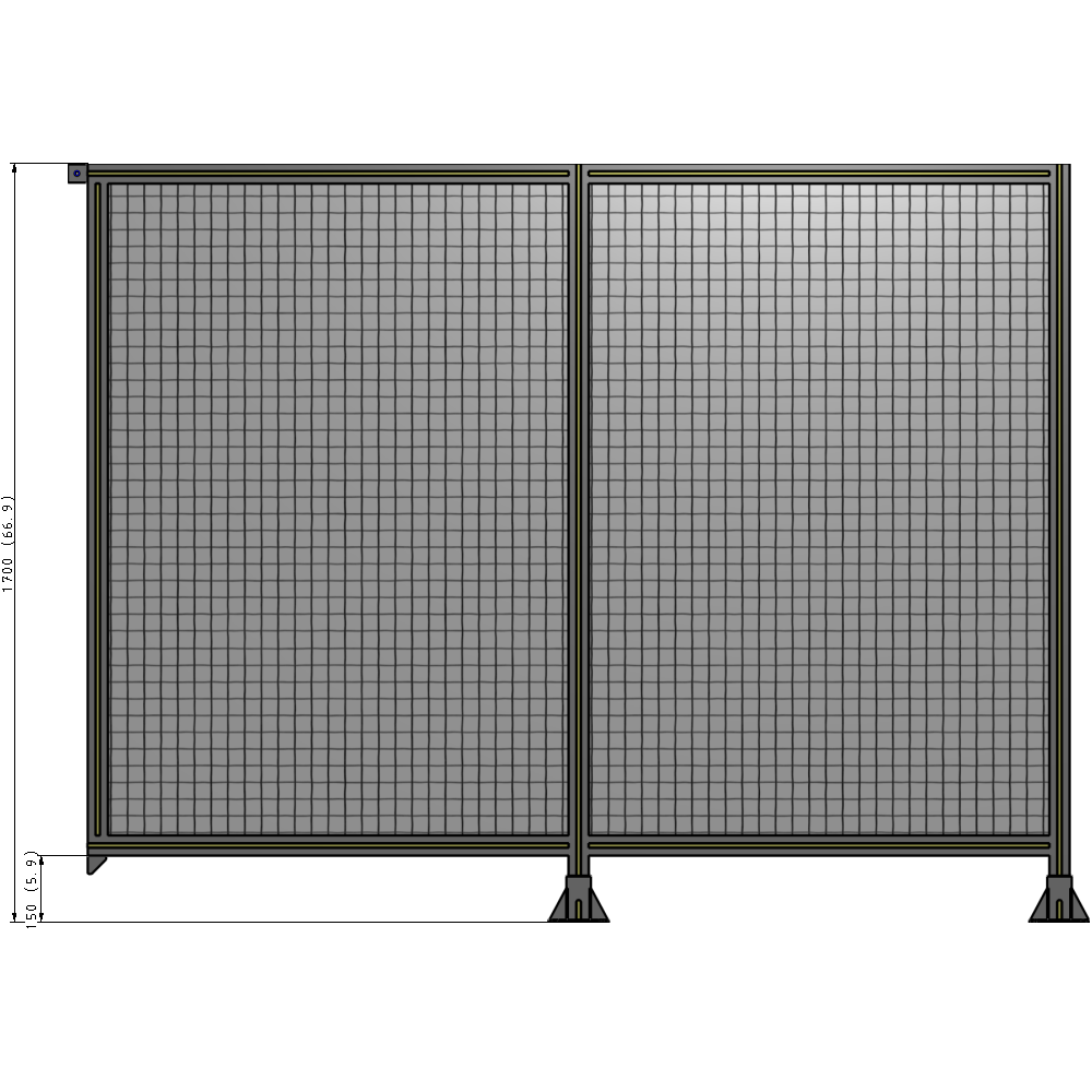 B6-1700-2200-0150-TYMFA DOUBLE PANEL-LEGS ON RIGHT AND CENTER, TIE PLATE ON LEFT 1700MM X 2200MM 1" MESH, FULLY ASSEMBLED