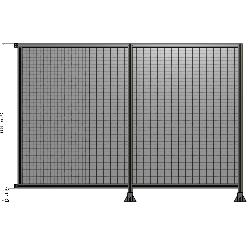 B6-1700-2400-0150-HYMFK DOUBLE PANEL-LEGS ON RIGHT AND CENTER WITH HINGES 1700MM X 2400MM 1" MESH, AS A KIT