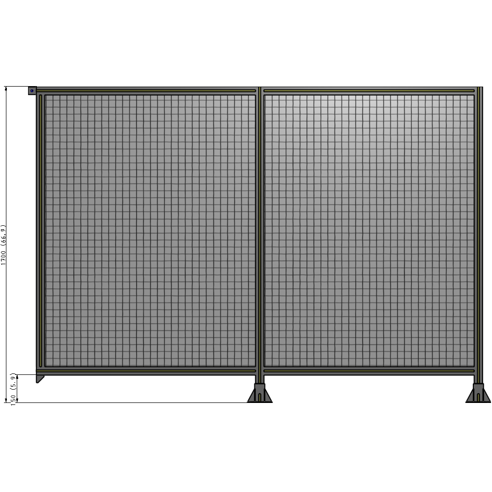 B6-1700-2400-0150-TYMFK DOUBLE PANEL-LEGS ON RIGHT AND CENTER, TIE PLATE ON LEFT 1700MM X 2400MM  1" MESH, AS A KIT