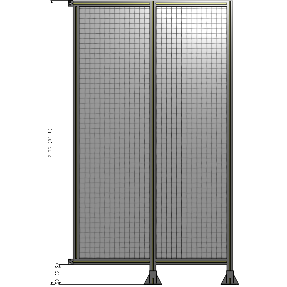 B6-2135-1200-0150-HYMFK DOUBLE PANEL-LEGS ON RIGHT AND CENTER WITH HINGES 2135MM X 1200MM  1" MESH, AS A KIT