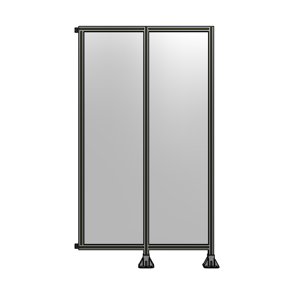 B6-2135-1200-0150-HYPFA DOUBLE PANEL-LEGS ON RIGHT AND CENTER WITH HINGES 2135MM X 1200MM  1/4" POLYCARBONATE, ASSEMBLED