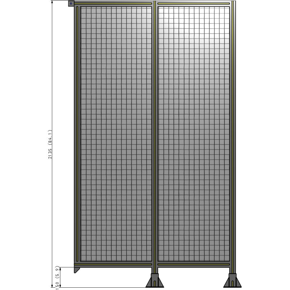 B6-2135-1200-0150-TYMFA DOUBLE PANEL-LEGS ON RIGHT AND CENTER, TIE PLATE ON LEFT 2135MM X 1200MM  1" MESH, FULLY ASSEMBLED