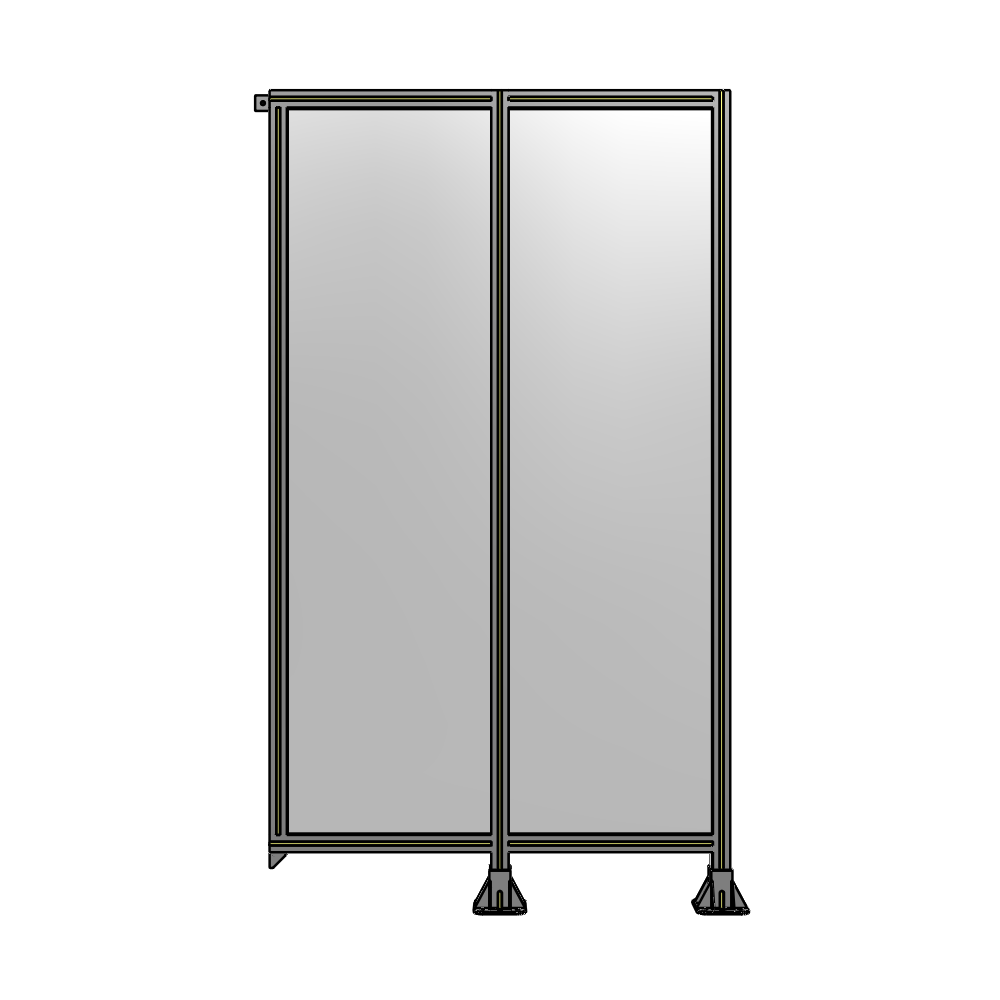 B6-2135-1200-0150-TYPFK DOUBLE PANEL-LEGS ON RIGHT AND CENTER, TIE PLATE ON LEFT 2135MM X 1200MM  1/4" POLYCARBONATE, AS KIT