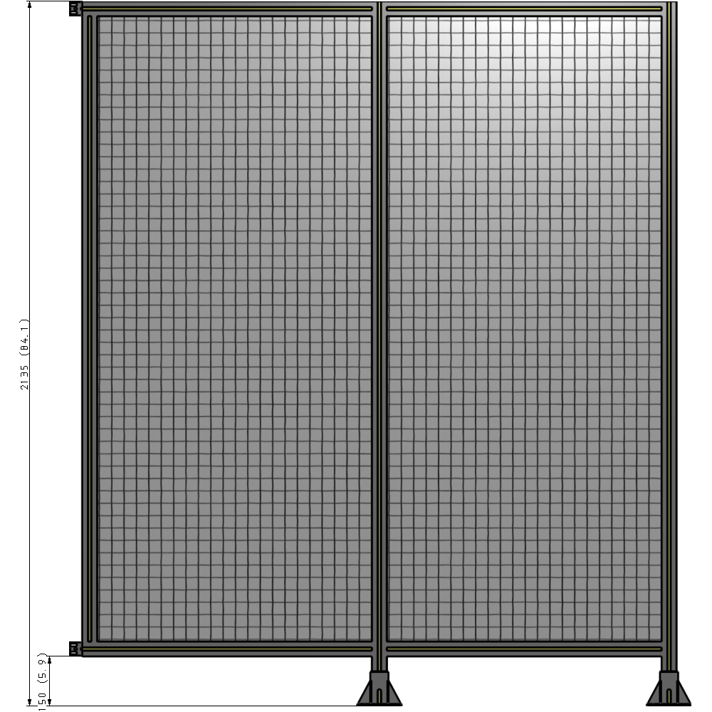 B6-2135-1800-0150-HYMFK DOUBLE PANEL-LEGS ON RIGHT AND CENTER WITH HINGES 2135MM X 1800MM  1" MESH, AS A KIT