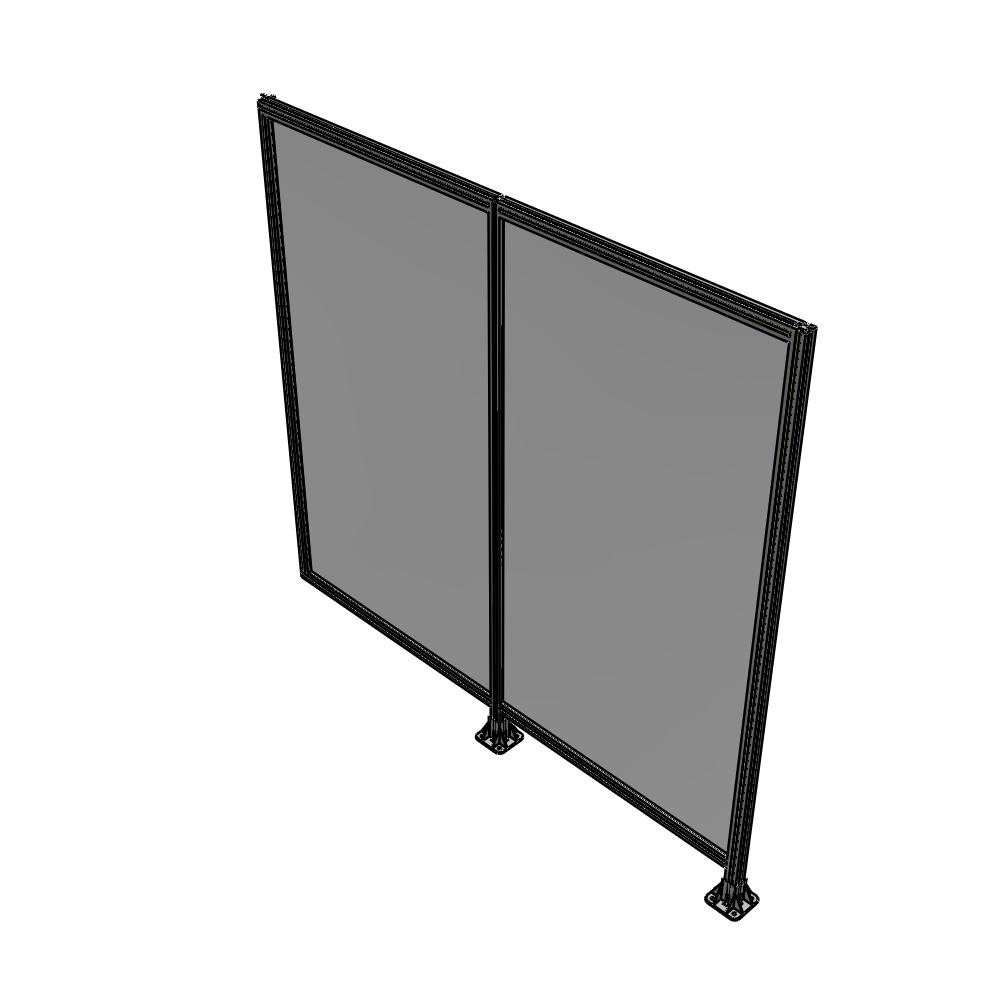 B6-2135-2200-0150-HYPFA DOUBLE PANEL-LEGS ON RIGHT AND CENTER WITH HINGES 2135MM X  2200MM  1/4" POLYCARBONATE, ASSEMBLED