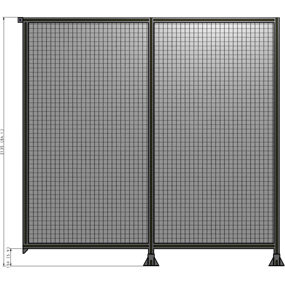 B6-2135-2200-0150-TYMFK DOUBLE PANEL-LEGS ON RIGHT AND CENTER, TIE PLATE ON LEFT 2135MM X  2200MM  1" MESH, AS A KIT