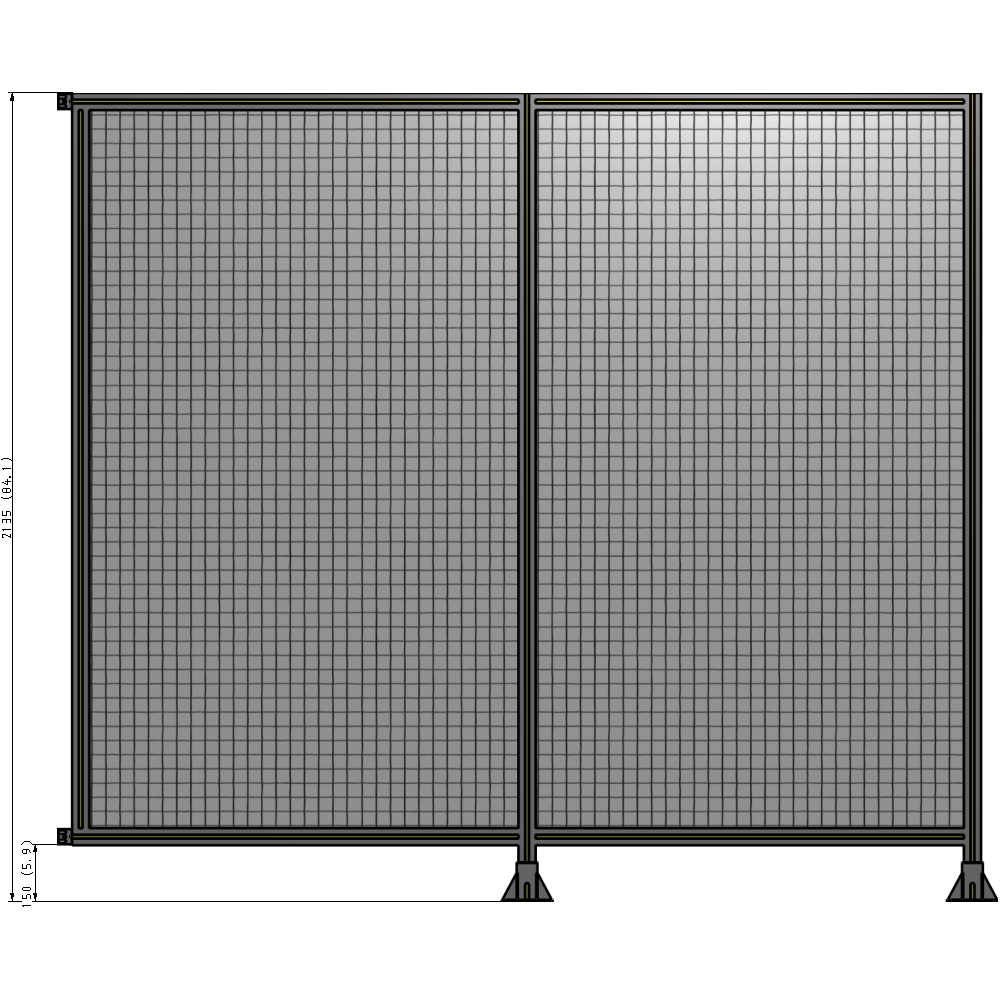 B6-2135-2400-0150-HYMFK DOUBLE PANEL-LEGS ON RIGHT AND CENTER WITH HINGES 2135MM X 2400MM  1" MESH, AS A KIT