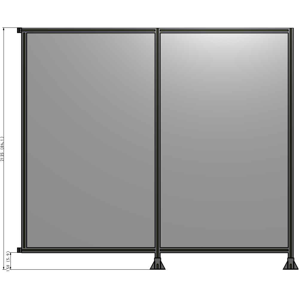 B6-2135-2400-0150-HYPFK DOUBLE PANEL-LEGS ON RIGHT AND CENTER WITH HINGES 2135MM X 2400MM  1/4" POLYCARBONATE, AS A KIT