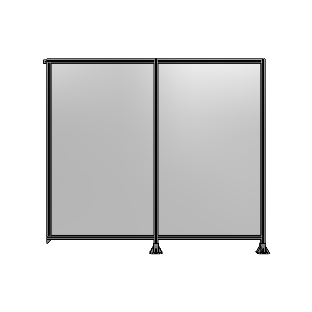 B6-2135-2400-0150-TYPFA DOUBLE PANEL-LEGS ON RIGHT AND CENTER, TIE PLATE ON LEFT 2135MM X 2400MM  1/4" POLYCARB, ASSEMBLED