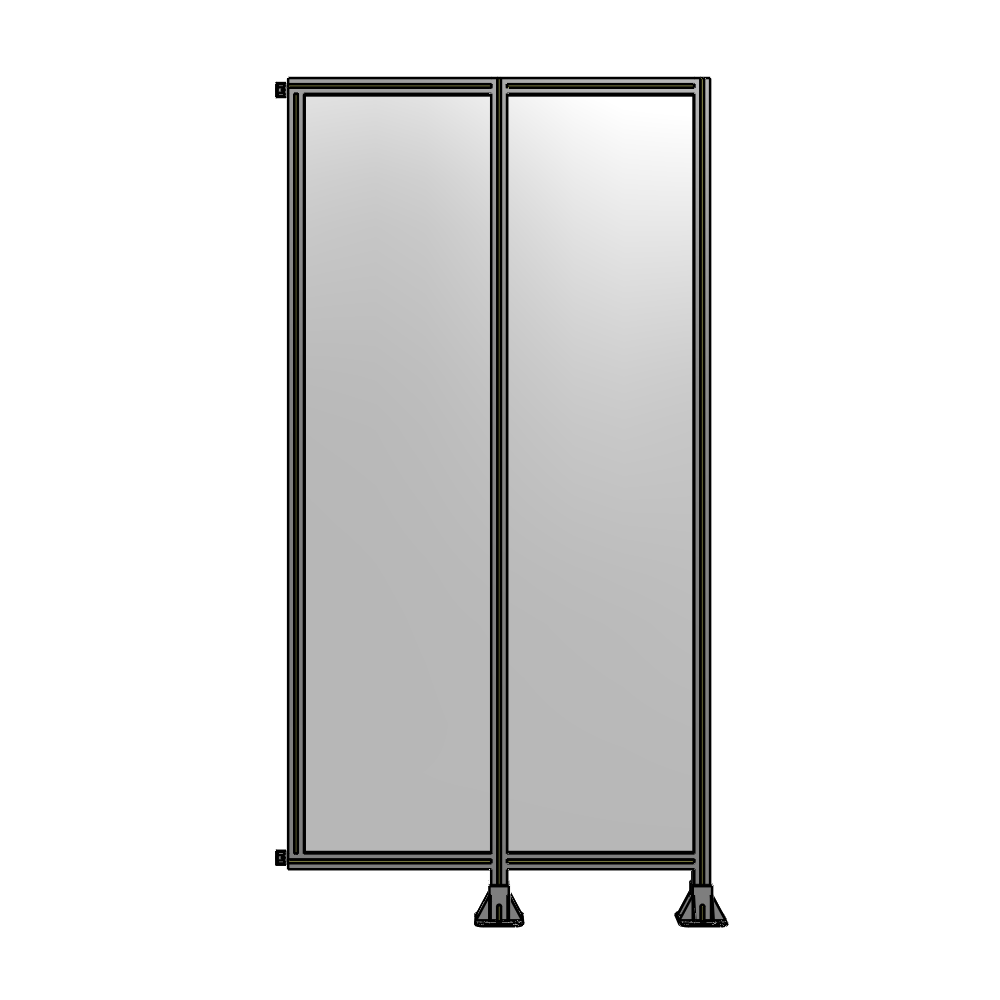 B6-2400-1200-0150-HYPFA DOUBLE PANEL-LEGS ON RIGHT AND CENTER WITH HINGES 2400MM X 1200MM  1/4" POLYCARBONATE, ASSEMBLED