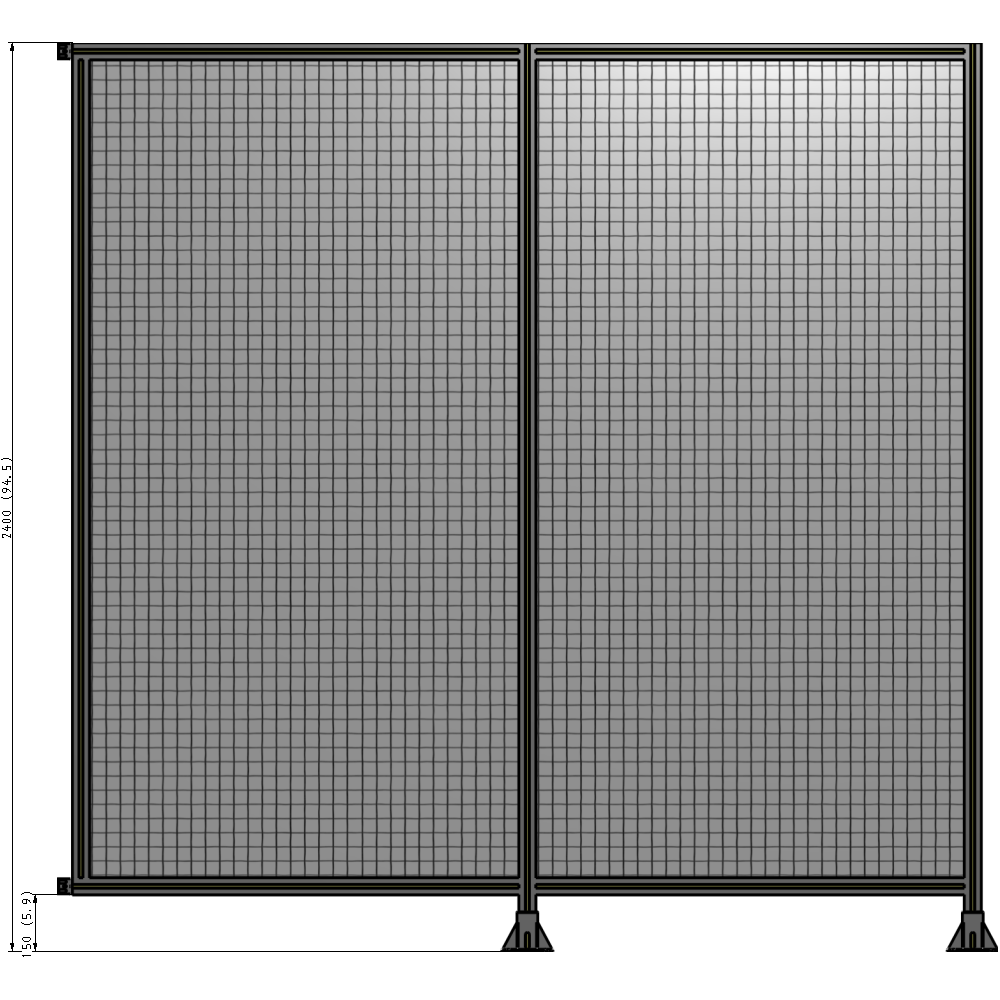 B6-2400-2400-0150-HYMFK DOUBLE PANEL-LEGS ON RIGHT AND CENTER WITH HINGES 2400MM X 2400MM  1" MESH, AS A KIT