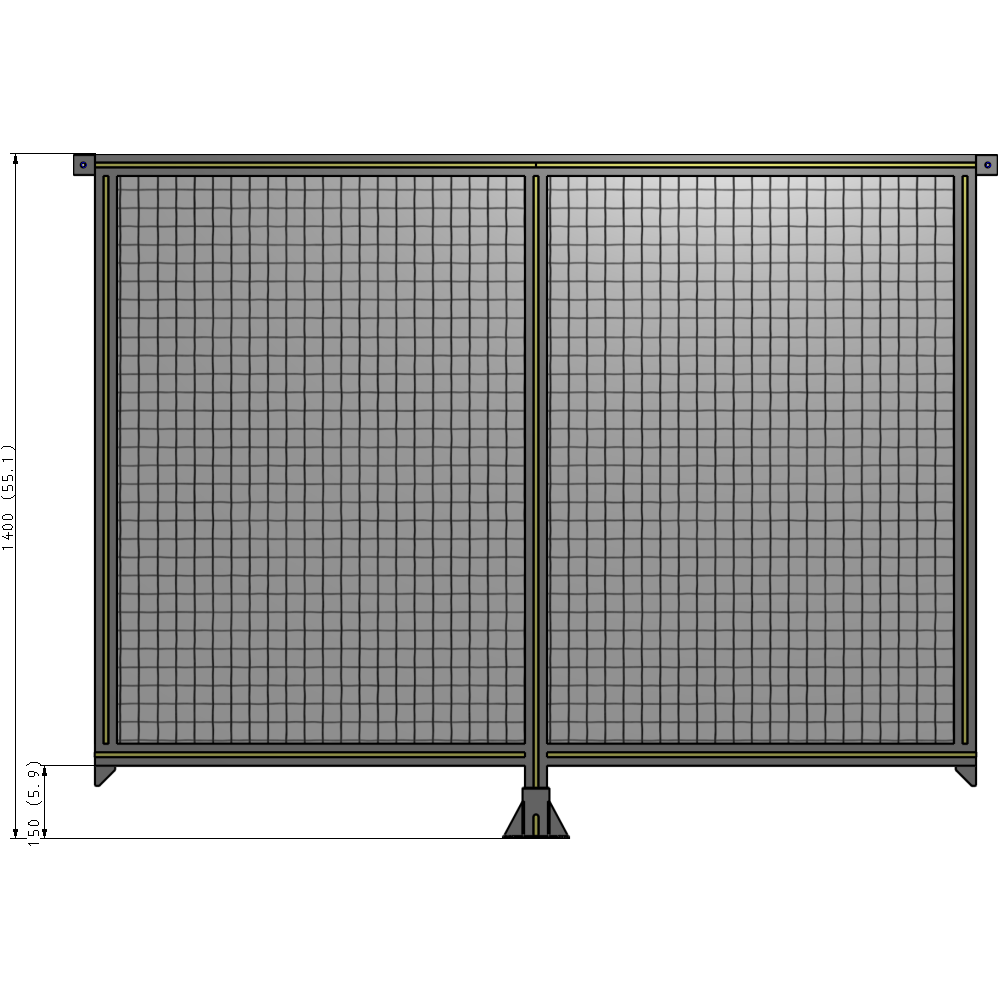 B7-1400-1800-0150-TYMFK DOUBLE PANEL-LEG IN CENTER AND TIE PLATE CONNECTORS 1400MM X 1800MM  1" MESH, FULLY ASSEMBLED