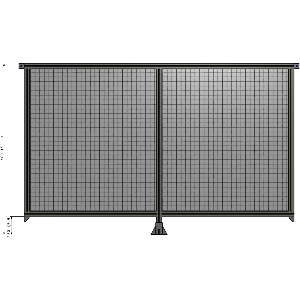 B7-1400-2200-0150-TYMFA DOUBLE PANEL-LEG IN CENTER AND TIE PLATE CONNECTORS 1400MM X 2200MM  1" MESH, FULLY ASSEMBLED