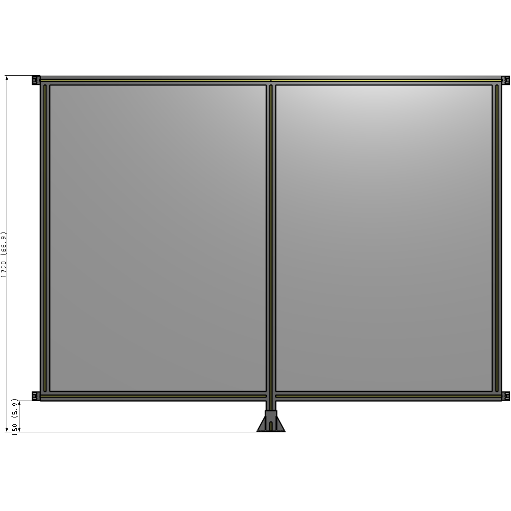 B7-1700-2200-0150-HYPFA DOUBLE PANEL-LEG IN CENTER AND HINGE CONNECTORS 1700MM X 2200MM  1/4" POLYCARBONATE, ASSEMBLED