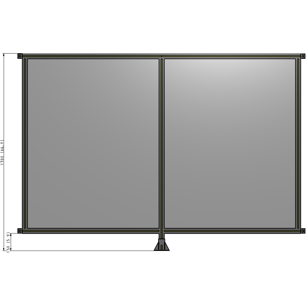 B7-1700-2400-0150-HYPFA DOUBLE PANEL-LEG IN CENTER AND HINGE CONNECTORS 1700MM X 2400MM  1/4" POLYCARBONATE, ASSEMBLED