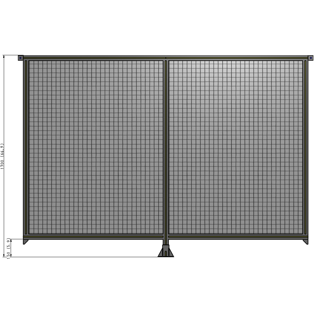 B7-1700-2400-0150-TYMFA DOUBLE PANEL-LEG IN CENTER AND TIE PLATE CONNECTORS 1700MM X 2400MM  1" MESH, FULLY ASSEMBLED