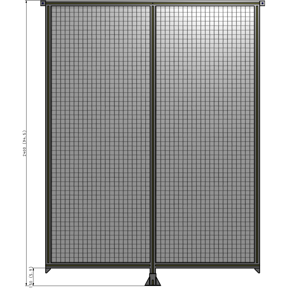B7-2400-1800-0150-TYMFA DOUBLE PANEL-LEG IN CENTER AND TIE PLATE CONNECTORS 2400MM X 1800MM 1" MESH, FULLY ASSEMBLED