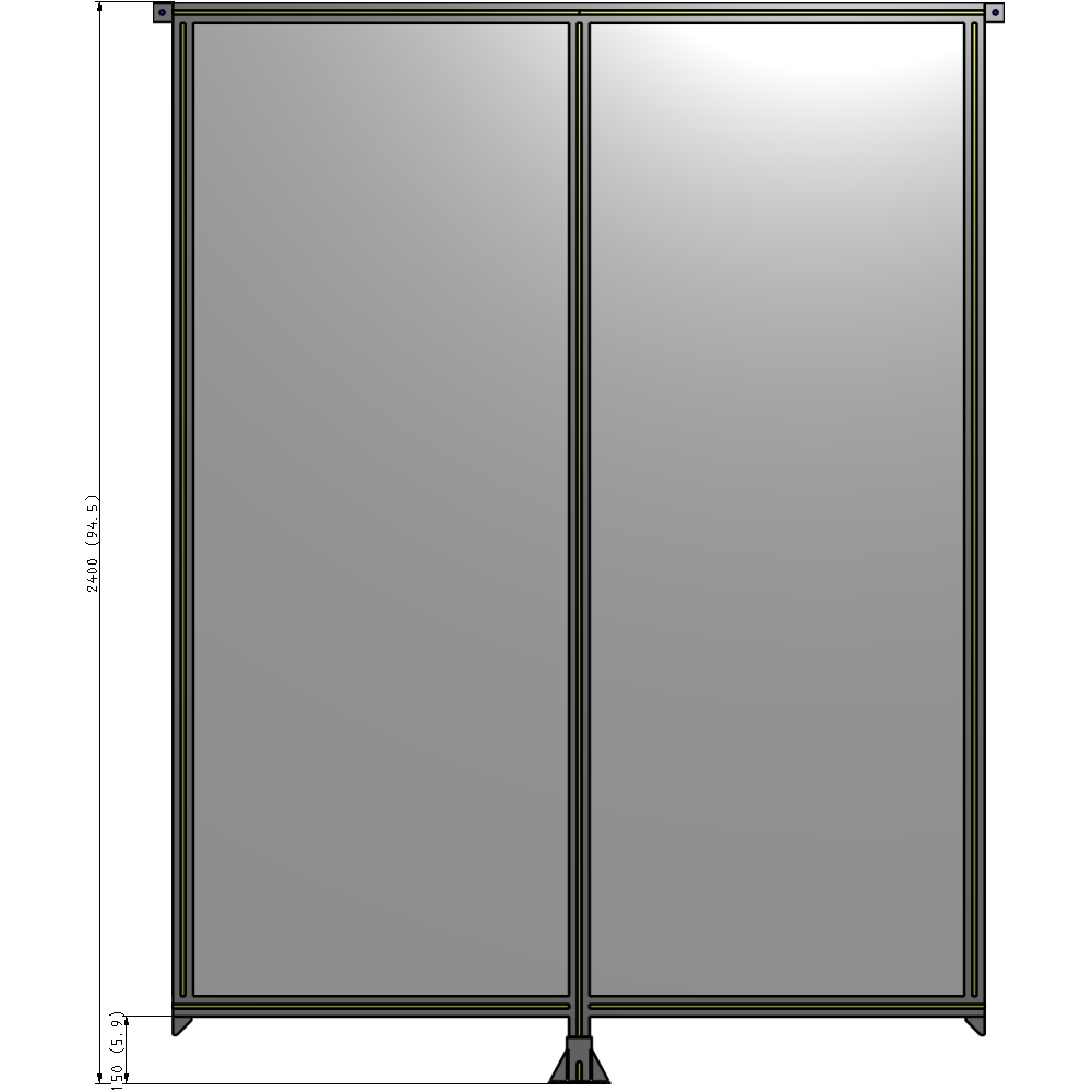 B7-2400-1800-0150-TYPFA DOUBLE PANEL-LEG IN CENTER AND TIE PLATE CONNECTORS 2400MM X 1800MM 1/4" POLYCARB, ASSEMBLED