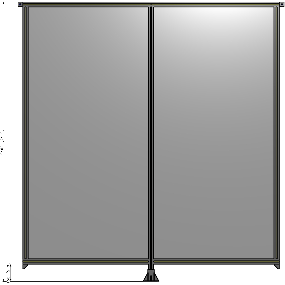 B7-2400-2200-0150-TYPFK DOUBLE PANEL-LEG IN CENTER AND TIE PLATE CONNECTORS 2400MM X 2200MM 1/4" POLYCARBONATE, AS KIT