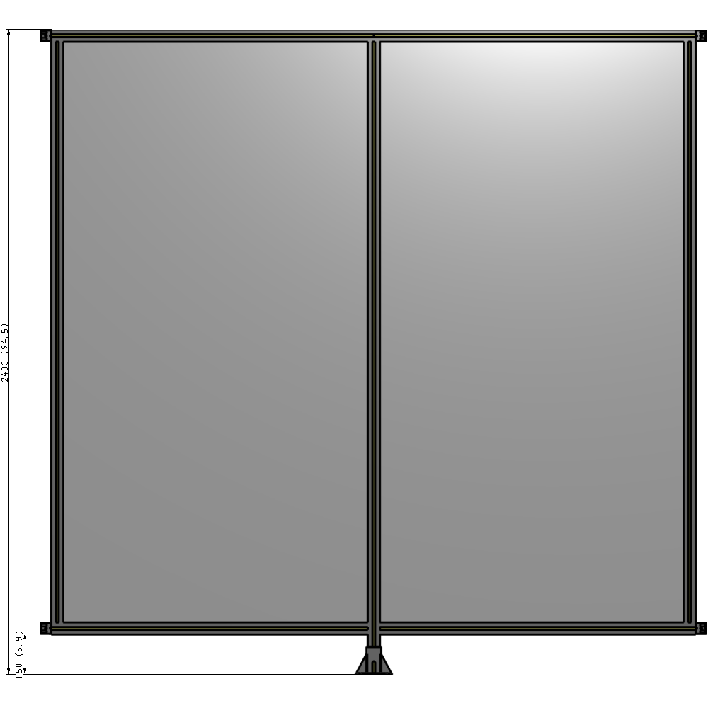 B7-2400-2400-0150-HYPFK DOUBLE PANEL-LEG IN CENTER AND HINGE CONNECTORS 2400MM X 2400MM 1/4" POLYCARBONATE, AS A KIT