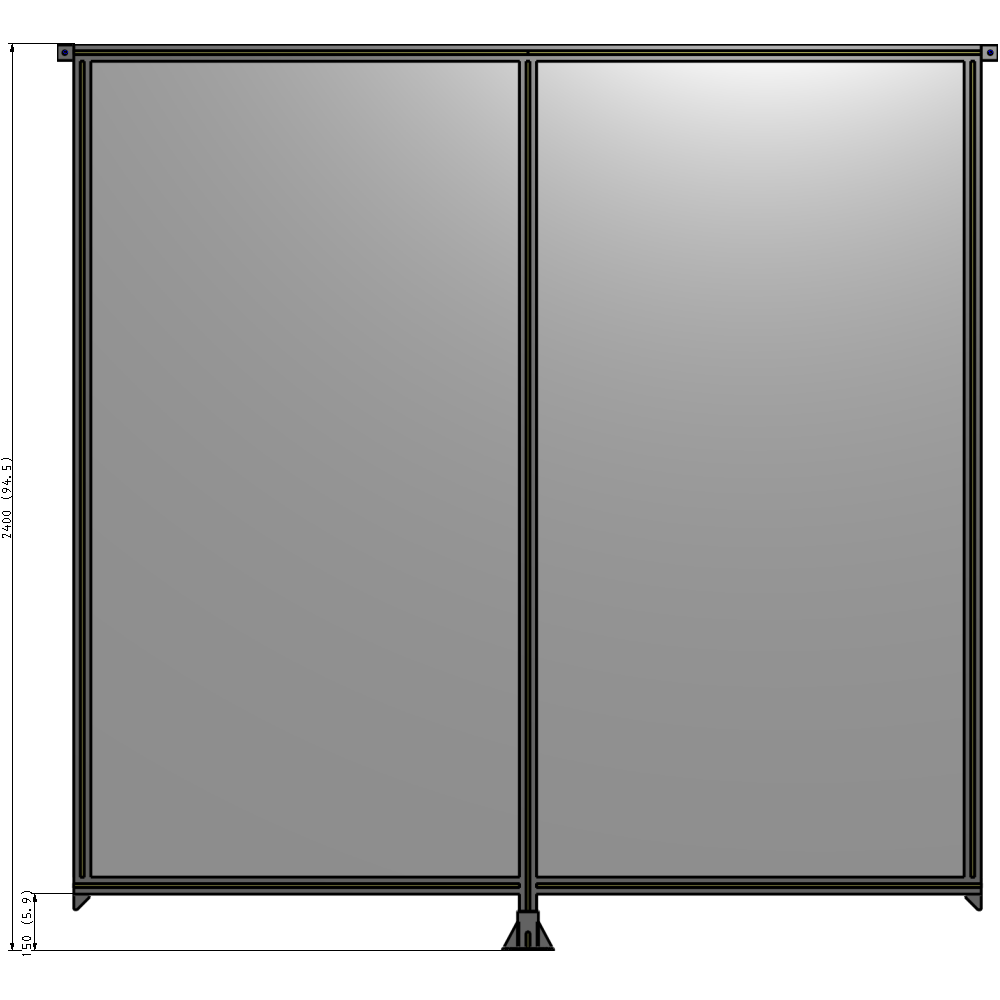 B7-2400-2400-0150-TYPFA DOUBLE PANEL-LEG IN CENTER AND TIE PLATE CONNECTORS 2400MM X 2400MM 1/4" POLYCARB, ASSEMBLED