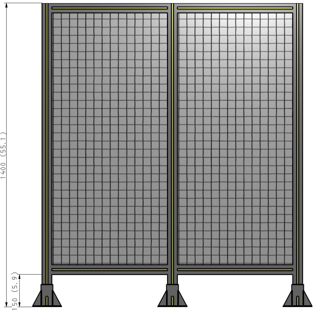 B8-1400-1200-0150-ZYMFA DOUBLE PANEL-3 LEGS 1400MM X 1200MM 1" MESH, FULLY ASSEMBLED