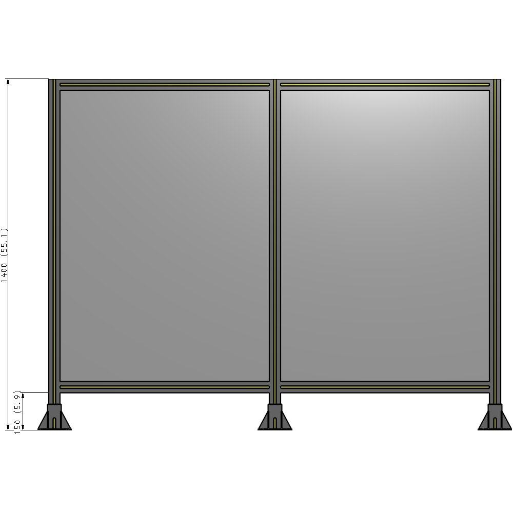 B8-1400-1800-0150-ZYPFK DOUBLE PANEL-3 LEGS 1400MM X 1800MM 1/4" POLYCARBONATE, AS A KIT