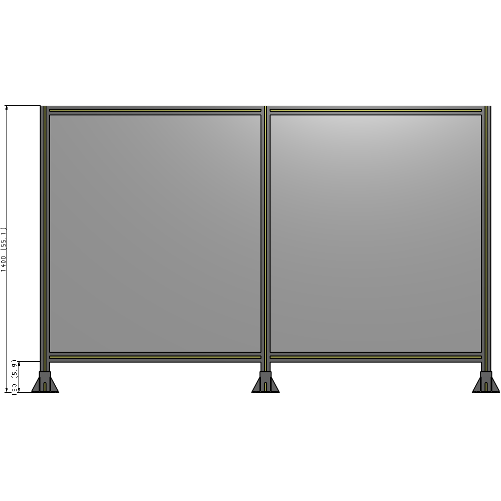 B8-1400-2200-0150-ZYPFK DOUBLE PANEL-3 LEGS 1400MM X 1800MM 1/4" POLYCARBONATE, AS A KIT