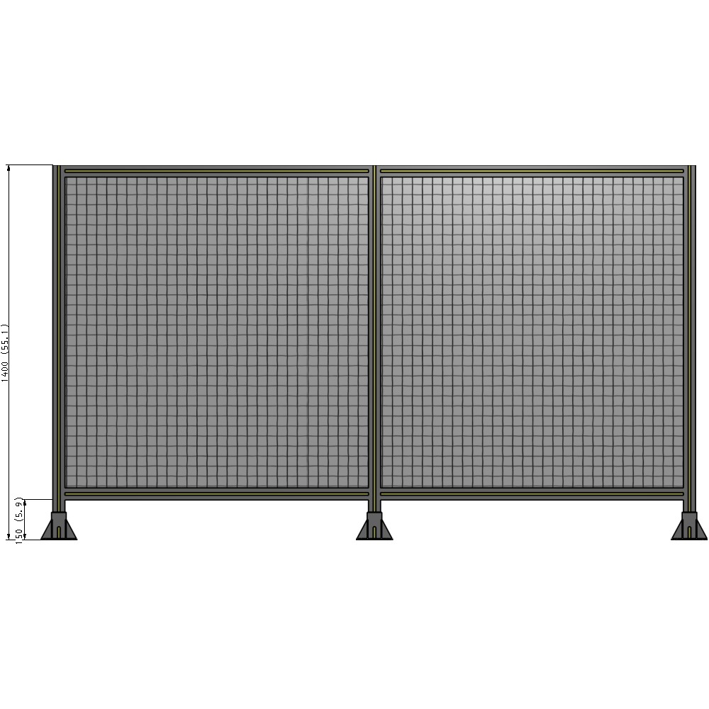 B8-1400-2400-0150-ZYMFK DOUBLE PANEL-3 LEGS 1400MM X 1800MM 1" MESH, AS A KIT