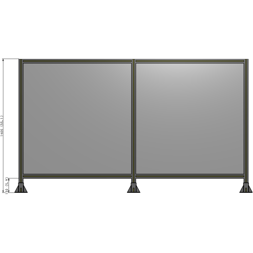 B8-1400-2400-0150-ZYPFA DOUBLE PANEL-3 LEGS  1400MM X 1800MM  1/4" POLYCARBONATE, FULLY ASSEMBLED