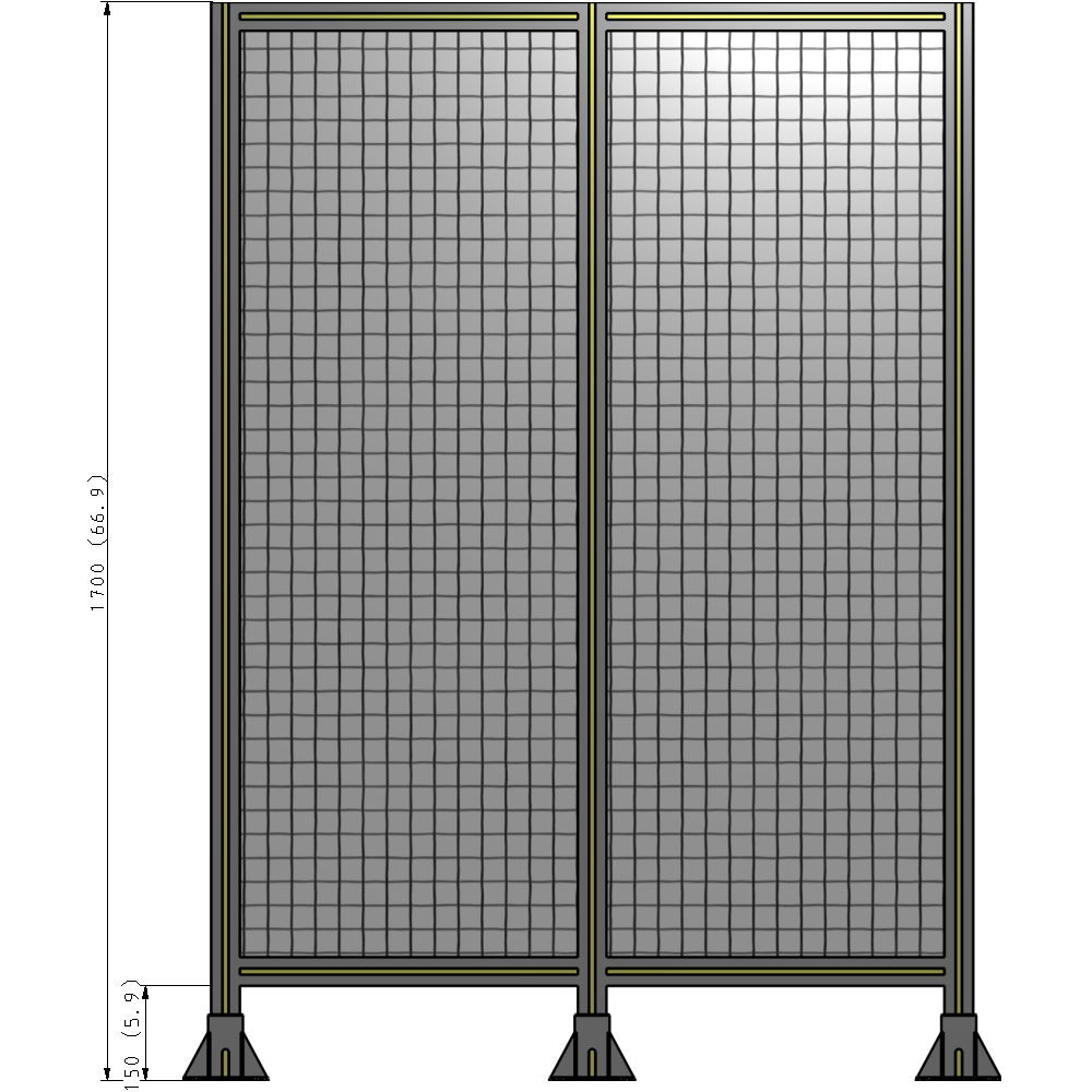 B8-1700-1200-0150-ZYMFK DOUBLE PANEL-3 LEGS 1700MM X 1200MM 1" MESH, AS A KIT