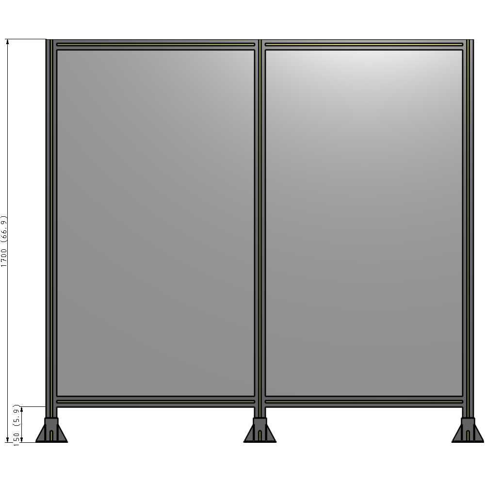 B8-1700-1800-0150-ZYPFK DOUBLE PANEL-3 LEGS 1700MM X 1800MM 1/4" POLYCARBONATE, AS A KIT