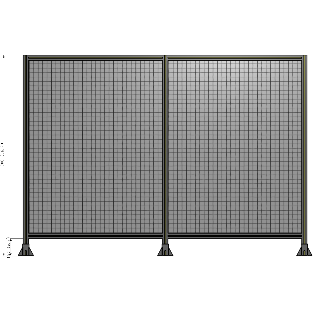B8-1700-2400-0150-ZYMFK DOUBLE PANEL-3 LEGS 1700MM X 2400MM 1" MESH, AS A KIT