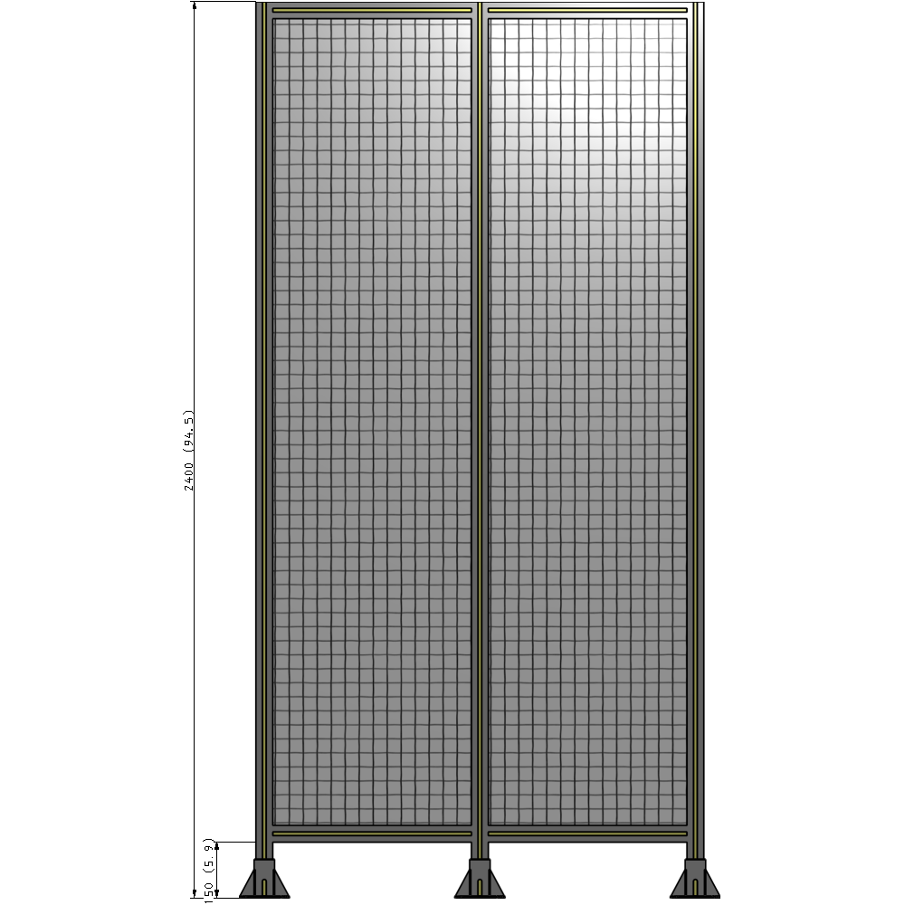 B8-2400-1200-0150-ZYMFK DOUBLE PANEL-3 LEGS 2400MM X 1200MM 1" MESH, AS A KIT