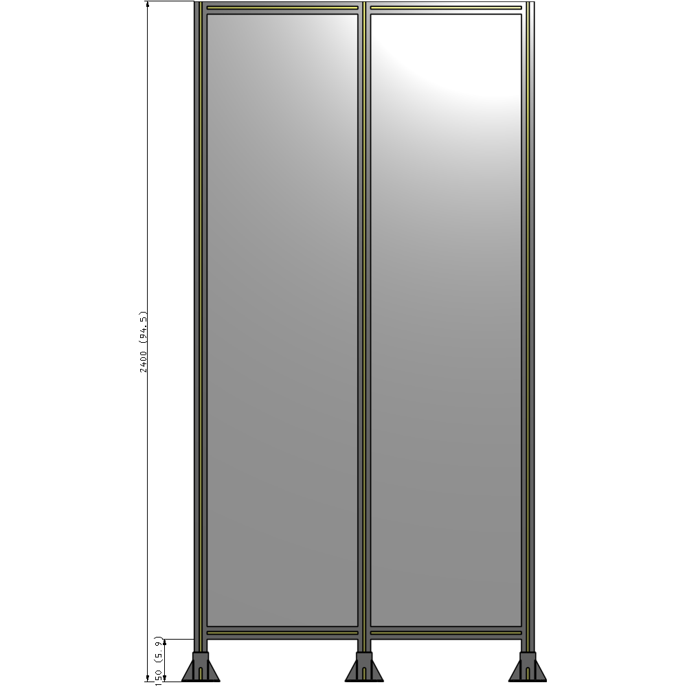 B8-2400-1200-0150-ZYPFA DOUBLE PANEL-3 LEGS 2400MM X 1200MM 1/4" POLYCARBONATE, FULLY ASSEMBLED