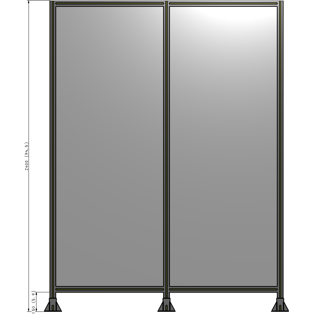 B8-2400-1800-0150-ZYPFA DOUBLE PANEL-3 LEGS 2400MM X 2400MM 1/4" POLYCARBONATE, FULLY ASSEMBLED